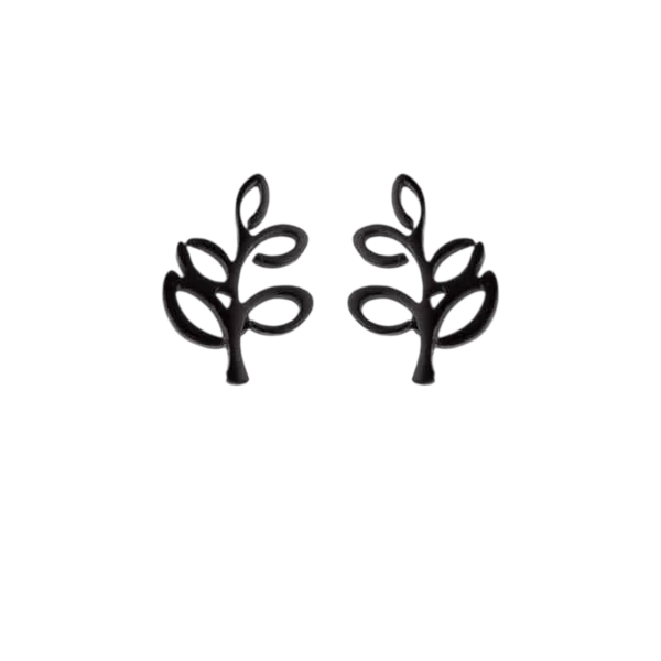 Zwarte Blaadjes Oorbellen RVS - 10x7 mm - oor4240 - Oorbellen kopen# - 10mm - alles - blad