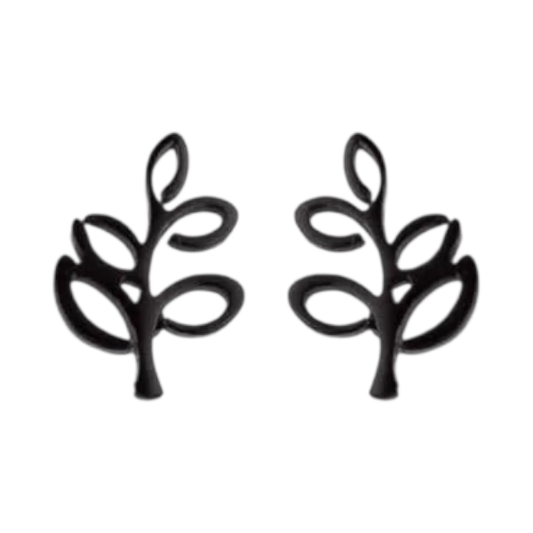 Zwarte Blaadjes Oorbellen RVS - 10x7 mm - oor4240 - Oorbellen kopen# - 10mm - alles - blad