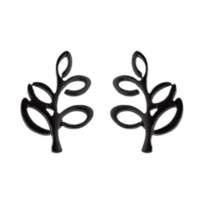 Zwarte Blaadjes Oorbellen RVS - 10x7 mm - oor4240 - Oorbellen kopen# - 10mm - alles - blad