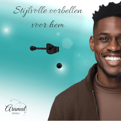 Zwarte Bolletjes Oorbellen 2mm - oor2722 - 13880 - Oorbellen kopen# - 2mm - alles - bolletjes