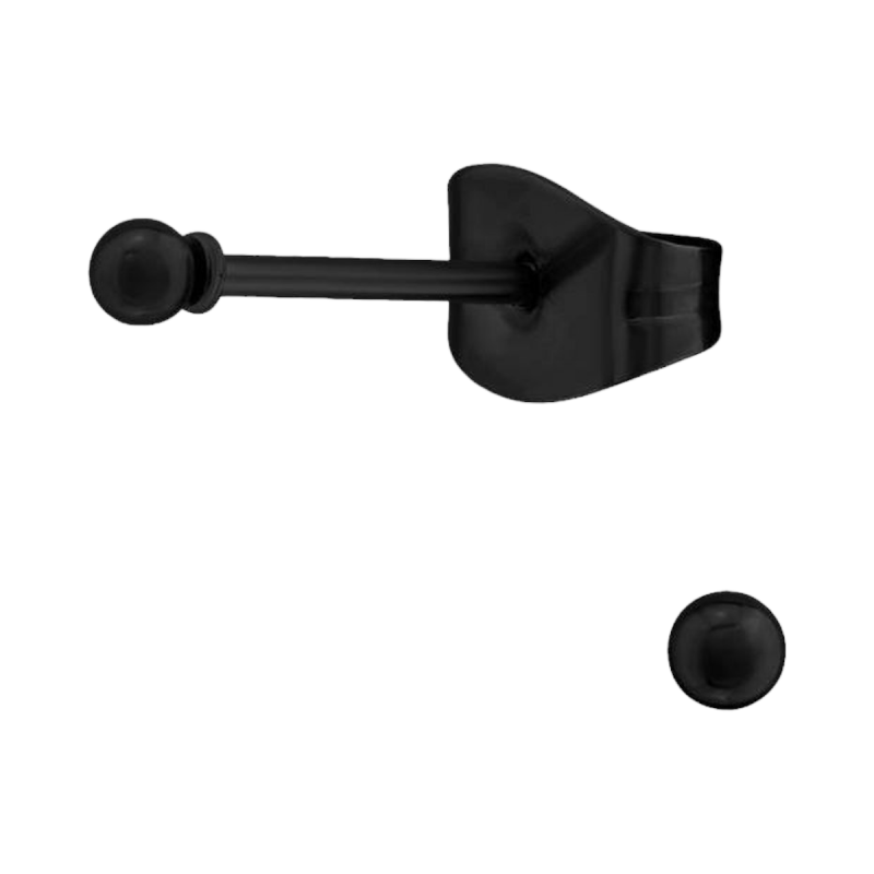 Zwarte Bolletjes Oorbellen 2mm - oor2722 - 13880 - Oorbellen kopen# - 2mm - alles - bolletjes