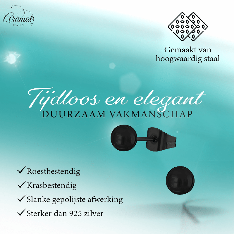 Zwarte Bolletjes Oorbellen 4mm - oor3313 - 13882 - Oorbellen kopen# - 4mm - alles - bolletjes