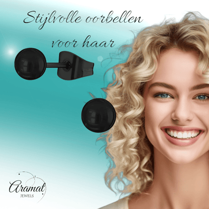 Zwarte Bolletjes Oorbellen 4mm - oor3313 - 13882 - Oorbellen kopen# - 4mm - alles - bolletjes