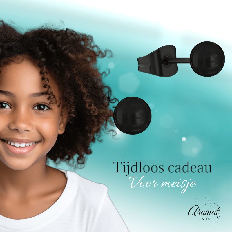 Zwarte Bolletjes Oorbellen 4mm - oor3313 - 13882 - Oorbellen kopen# - 4mm - alles - bolletjes