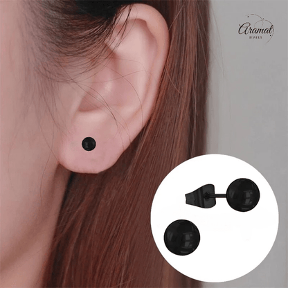 Zwarte Bolletjes Oorbellen 5mm - oor3765 - Oorbellen kopen# - 5mm - alles - bolletjes