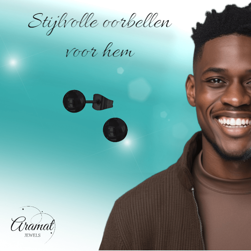 Zwarte Bolletjes Oorbellen 6mm - oor2225 - 13884 - Oorbellen kopen# - 6mm - alles - bolletjes