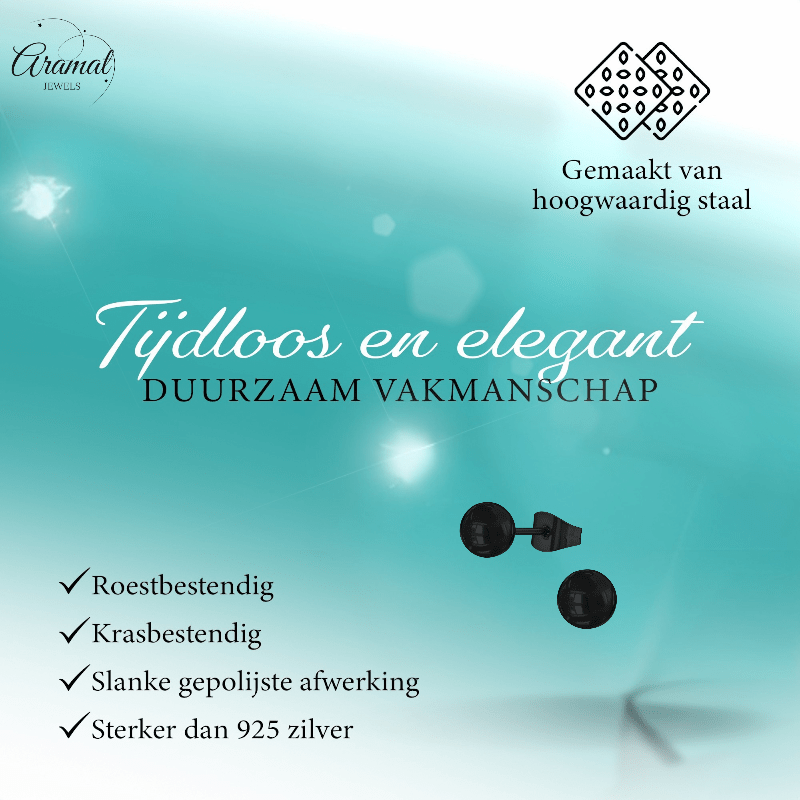 Zwarte Bolletjes Oorbellen 6mm - oor2225 - 13884 - Oorbellen kopen# - 6mm - alles - bolletjes