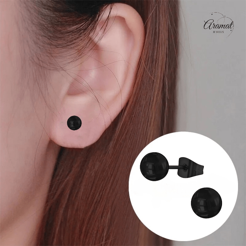 Zwarte Bolletjes Oorbellen 6mm - oor2225 - 13884 - Oorbellen kopen# - 6mm - alles - bolletjes