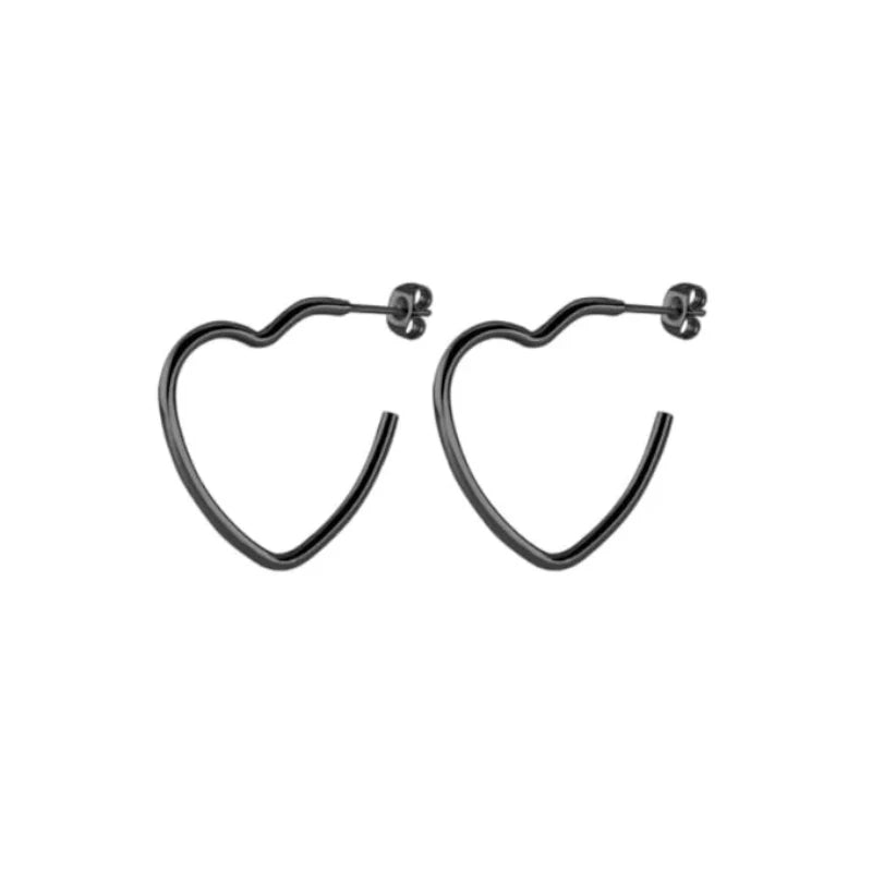 Zwarte Hartvormige Hoepel Oorstekers 20mm - oor5985 - Oorringen kopen