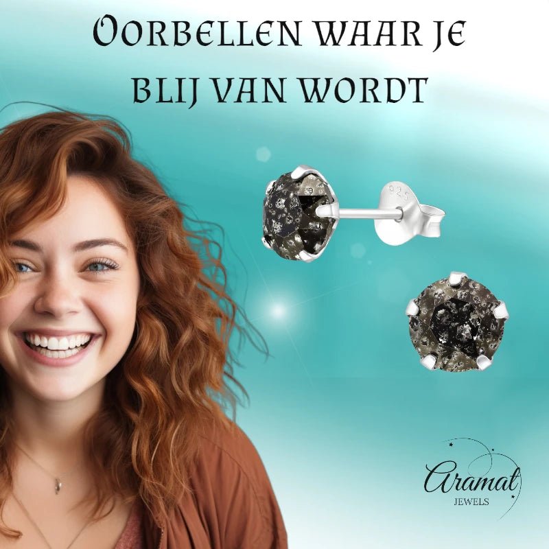 Zwarte Kristal Oorbellen 925 Zilver – 6mm Black Diamond - oor789 - 34950 - Oorbellen kopen# - 6mm - alles - cadeau
