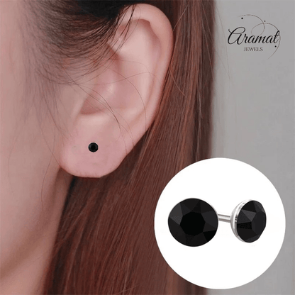 Zwarte Kristallen Mini Oorbellen – 3mm – RVS - Aramat Jewels - Oorbellen - cadeautip