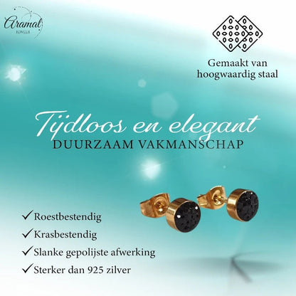 Zwarte kristallen oorstekers 6 mm – goudkleurig - oor3097 - Oorbellen kopen# - 6mm - alles - cadeau