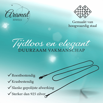 Zwarte Ronde Slangenketting Staal - Soepele Snake Chain Ketting - Aramat Jewels - RVS Sieraden - Halskettingen - cadeautip