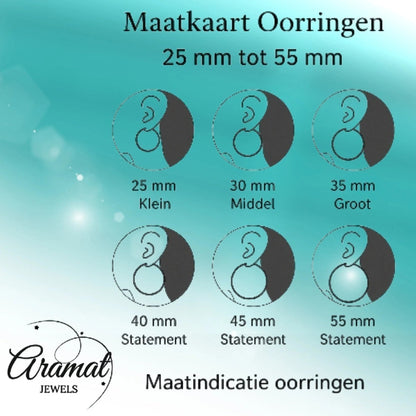 Zwarte RVS Oorringen met Streepjes Motief - 30 mm - Aramat Jewels - Oorringen - cadeautip