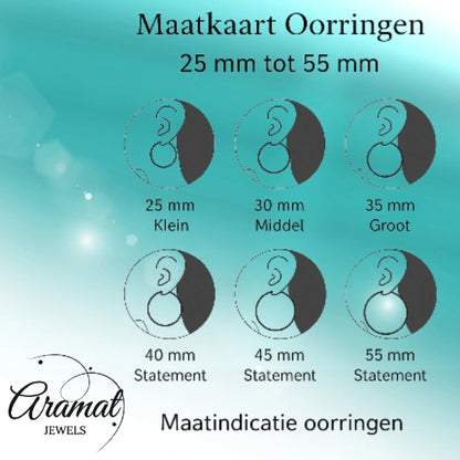 Zwarte RVS Oorringen met Streepjes Motief - 30 mm - Aramat Jewels - Oorringen - cadeautip
