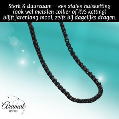 RVS Jasseron Ketting Zwart 50-60cm - Stoere Schakelketting Unisex