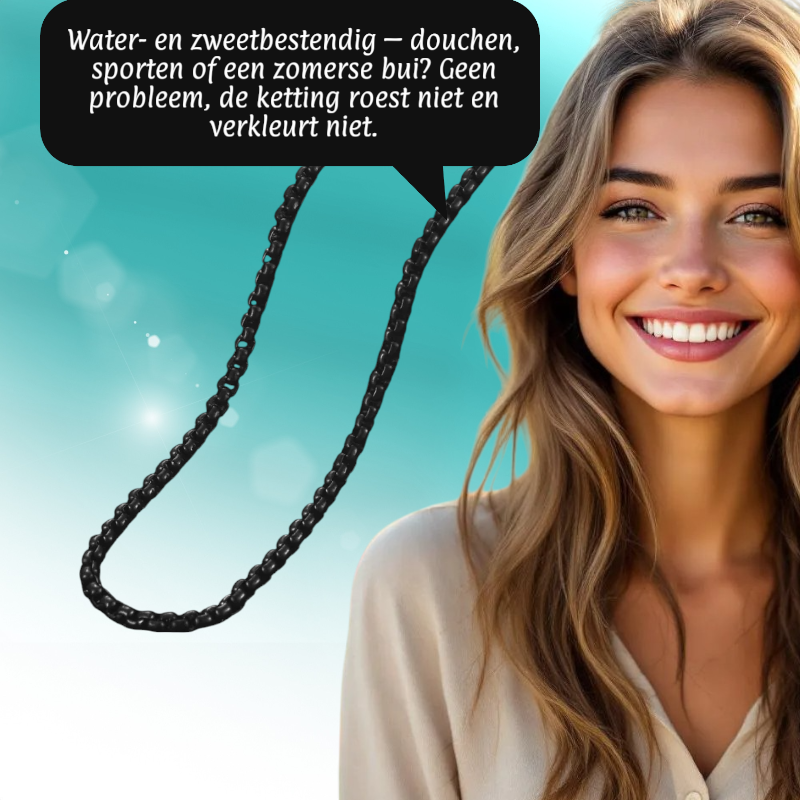 RVS Jasseron Ketting Zwart 50-60cm - Stoere Schakelketting Unisex