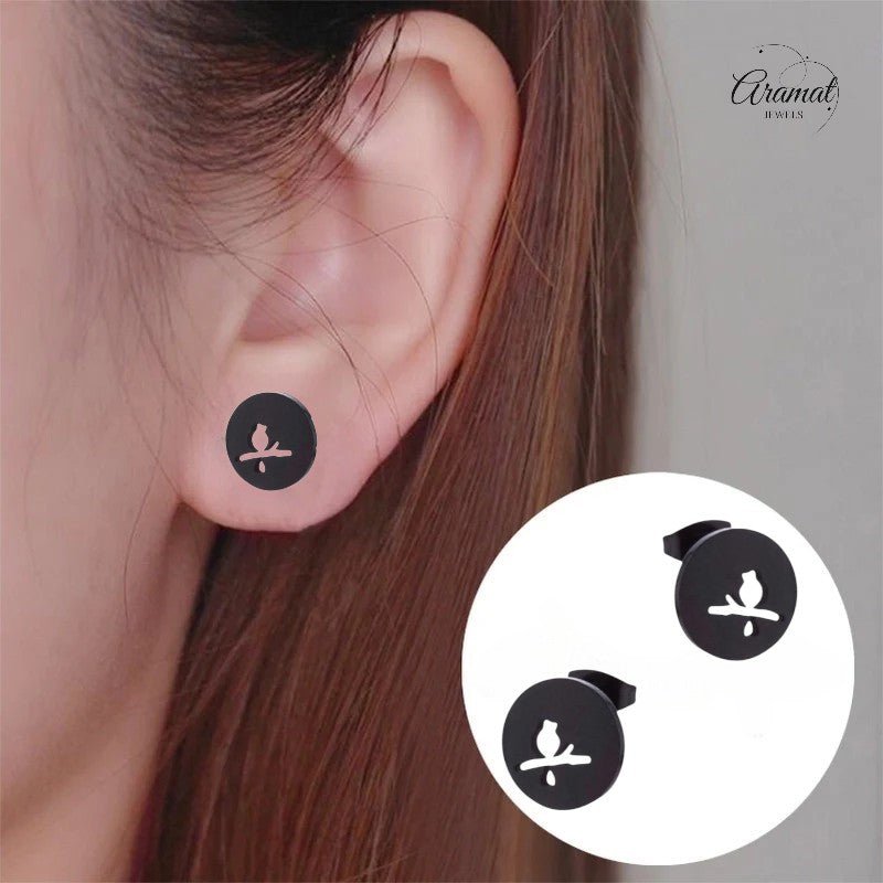 Zwarte Vogel Oorbellen RVS – 12mm – Dierenoorbellen voor Vrouwen - oor4210 - Oorbellen kopen# - 12mm - alles - cadeau