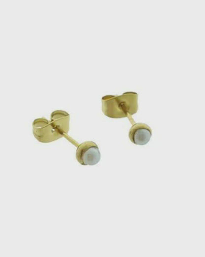 Goudkleurige Parel Oorbellen