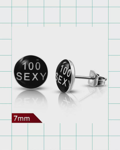 Boucles d'oreilles clous en acier inoxydable avec logo, différents modèles, 8 mm - Boucles d'oreilles clous tendance