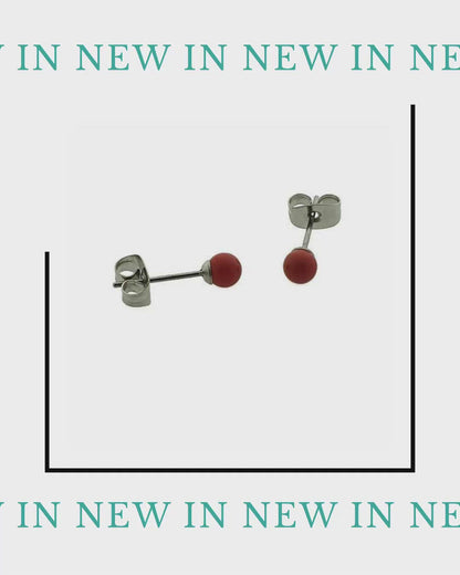 Boucles d'oreilles boule rouge en acier