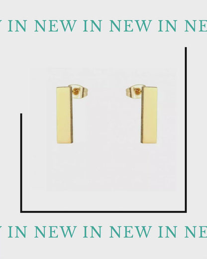 Boucles d'oreilles barre en acier inoxydable, couleurs variées, 11 x 5 mm - Puces minimalistes